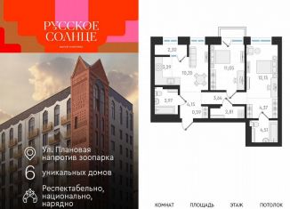 Продам двухкомнатную квартиру, 60.9 м2, Новосибирск, жилой комплекс Русское солнце, 6, метро Заельцовская