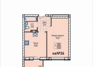 Продам однокомнатную квартиру, 34.4 м2, сельский посёлок Новинки, Инженерный проезд, 7к2, ЖК Стрижи