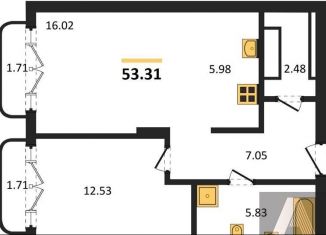 Продам 1-комнатную квартиру, 53.3 м2, Новосибирск, Ленинградская улица, 342, метро Речной вокзал