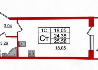 Квартира на продажу студия, 23.8 м2, Санкт-Петербург, Пулковское шоссе, 99к4, Пулковское шоссе