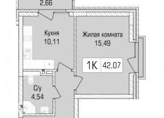 Продажа 1-ком. квартиры, 42.1 м2, Новосибирск, улица Василия Клевцова, 3