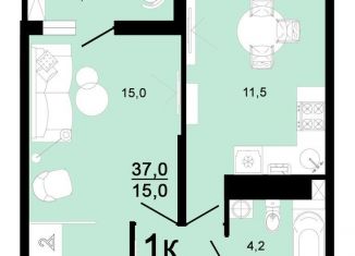 Продается однокомнатная квартира, 37 м2, Горячий Ключ, улица Ярославского, 111А