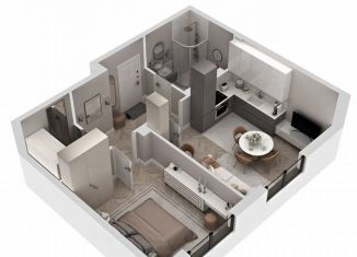 Продается однокомнатная квартира, 43.8 м2, посёлок городского типа Гвардейское, Курганная улица