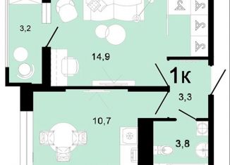 1-комнатная квартира на продажу, 35.9 м2, Горячий Ключ, улица Ярославского, 111А