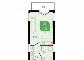 Продаю квартиру студию, 26.6 м2, Сочи, улица Искры, 66/9к1, ЖК Флора