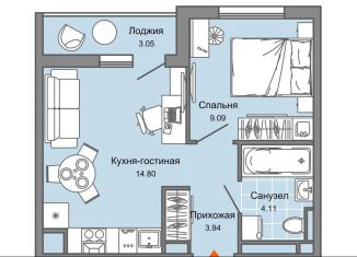 Продам однокомнатную квартиру, 33 м2, Ульяновск, жилой комплекс Светлые кварталы, 3