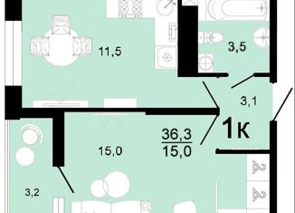 Продаю однокомнатную квартиру, 36.3 м2, Горячий Ключ, улица Ярославского, 111А