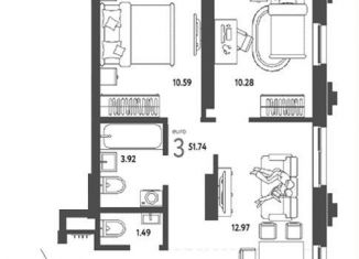 Продам 3-комнатную квартиру, 51.7 м2, Новосибирск, метро Площадь Гарина-Михайловского