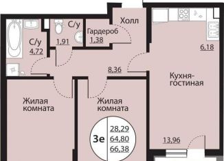 Продаю 2-комнатную квартиру, 66.4 м2, Воронеж, Московский проспект, 138
