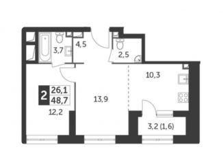 Продажа 1-комнатной квартиры, 48 м2, Москва, улица Вильгельма Пика, 1, район Ростокино