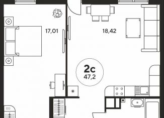 Продам 1-ком. квартиру, 47 м2, Ростов-на-Дону, ЖК Гринсайд, улица Нансена, 109/2