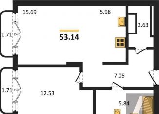 Продам однокомнатную квартиру, 53.1 м2, Новосибирск, Ленинградская улица, 342