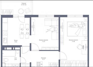 Продается двухкомнатная квартира, 52.6 м2, село Усады, улица Габдуллы Тукая, 1А
