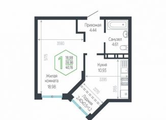 Продам 1-ком. квартиру, 40.2 м2, Краснодар, микрорайон Черемушки