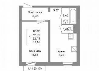 Однокомнатная квартира на продажу, 32.5 м2, Челябинск, Советский район