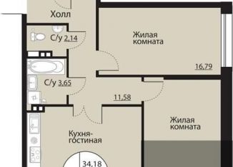 Продажа двухкомнатной квартиры, 83.3 м2, Воронеж, Московский проспект, 138