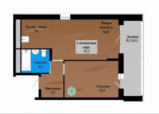 2-ком. квартира на продажу, 47.3 м2, Чита