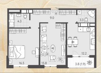Продам 2-комнатную квартиру, 61 м2, Краснодар, Колхозная улица, 5/2к2, микрорайон Табачная Фабрика