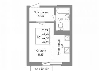 Однокомнатная квартира на продажу, 24.4 м2, Челябинск, Советский район