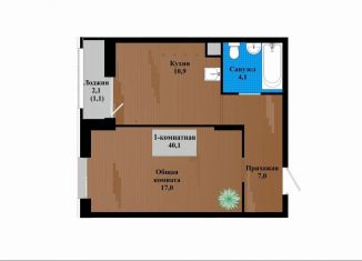 Продажа 1-комнатной квартиры, 40.1 м2, Чита