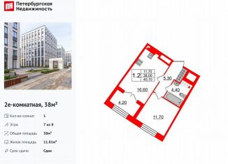Продам однокомнатную квартиру, 38 м2, Санкт-Петербург, Петроградский район, Петровский проспект, 28к1