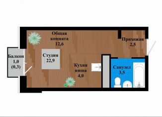 Продажа квартиры студии, 22.9 м2, Чита