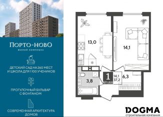 1-комнатная квартира на продажу, 37.2 м2, Новороссийск