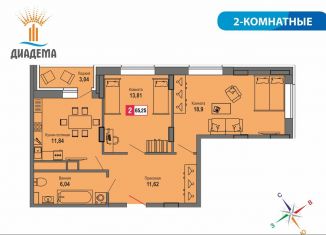 2-комнатная квартира на продажу, 65.3 м2, Тверь, Пролетарский район