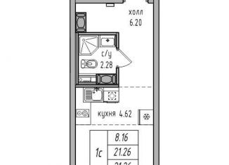 Продам квартиру студию, 21.3 м2, посёлок Парголово, Заречная улица, 50