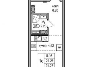 Продается квартира студия, 21.3 м2, посёлок Парголово, Заречная улица, 54