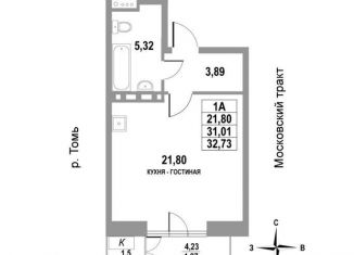 Продажа квартиры студии, 32.7 м2, Томск, Московский тракт, 109Бс6