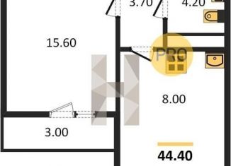 Продам 1-комнатную квартиру, 44.4 м2, хутор Ветряк, Выборская улица, 14