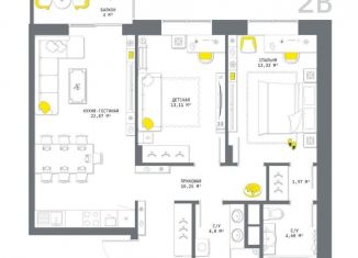 Двухкомнатная квартира на продажу, 75 м2, Тула, Оборонная улица, 102Б