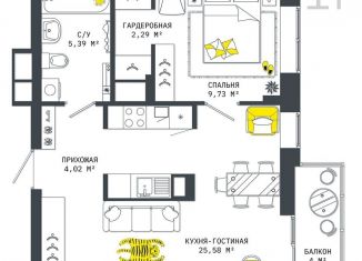 Продам однокомнатную квартиру, 51 м2, Тульская область, Оборонная улица, 104