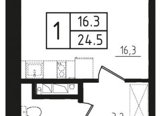 Квартира на продажу студия, 25.4 м2, Звенигород, 3-й микрорайон, к10