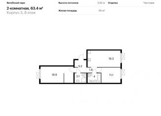 Продается 2-комнатная квартира, 63.4 м2, Санкт-Петербург, метро Волковская