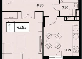 1-комнатная квартира на продажу, 45.9 м2, Москва, метро Семеновская