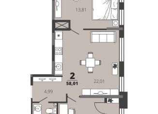 Продам 2-комнатную квартиру, 58 м2, Рязань, ЖК Северный, микрорайон Олимпийский Городок, 3