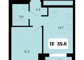 1-комнатная квартира на продажу, 35.6 м2, поселок Верхнетемерницкий