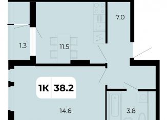 Продаю 1-ком. квартиру, 38.2 м2, поселок Верхнетемерницкий, улица Венеры, 19/2