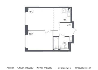 1-комнатная квартира на продажу, 35.3 м2, посёлок Мирный, жилой комплекс Томилино Парк, к5.2