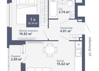 1-ком. квартира на продажу, 36.3 м2, Екатеринбург, ЖК Современник, улица Раевского, 20