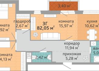 Продается 3-комнатная квартира, 82.1 м2, Екатеринбург, Верх-Исетский район