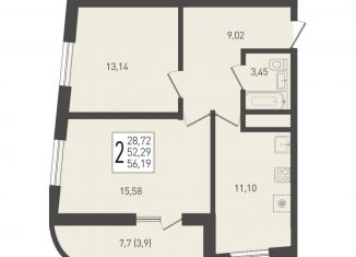 Продам двухкомнатную квартиру, 56.2 м2, посёлок Берёзовый