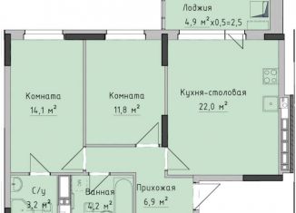 Продажа 2-комнатной квартиры, 62.4 м2, Ижевск, ЖК Холмогоровский