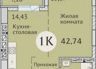 Продам 1-комнатную квартиру, 43.5 м2, Новосибирск, улица Дуси Ковальчук, 248/1, ЖК Заельцовский