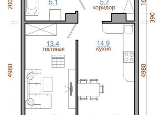 Продажа 1-комнатной квартиры, 44 м2, рабочий поселок Маркова, жилой комплекс Ботаника, 8, ЖК Ботаника