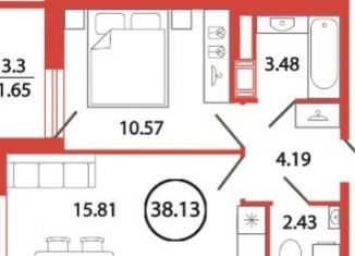 Продается 1-ком. квартира, 38 м2, Санкт-Петербург, Кантемировская улица, Кантемировская улица