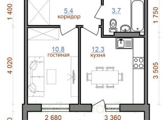 Продам однокомнатную квартиру, 41.2 м2, рабочий поселок Маркова, жилой комплекс Ботаника, 5, ЖК Ботаника