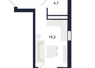 Квартира на продажу студия, 25 м2, Екатеринбург, ЖК Русь, улица Крауля, 89А